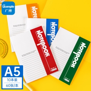 广博(GuangBo)A5办公记事本笔记本子日记本软抄本 60张10本装颜色随机GBR0791